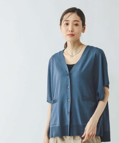 GLOBAL WORK(グローバルワーク)の「スッキレイさらさらカーディガン半袖/320425(カーディガン/ボレロ・レディース・ブルー系その他6/グレイッシュベージュ/ブラック/テラコッタ/シルバー・LARGE/MEDIUM)」の4枚目の写真