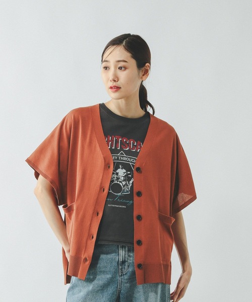 GLOBAL WORK(グローバルワーク)の「スッキレイさらさらカーディガン半袖/320425(カーディガン/ボレロ・レディース・ブルー系その他6/グレイッシュベージュ/ブラック/テラコッタ/シルバー・LARGE/MEDIUM)」の7枚目の写真