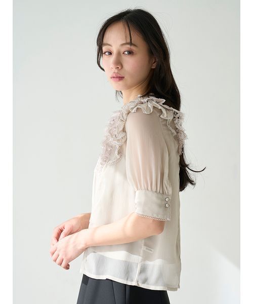SNIDEL（スナイデル）の「楊柳シフォンレースブラウス（シャツ