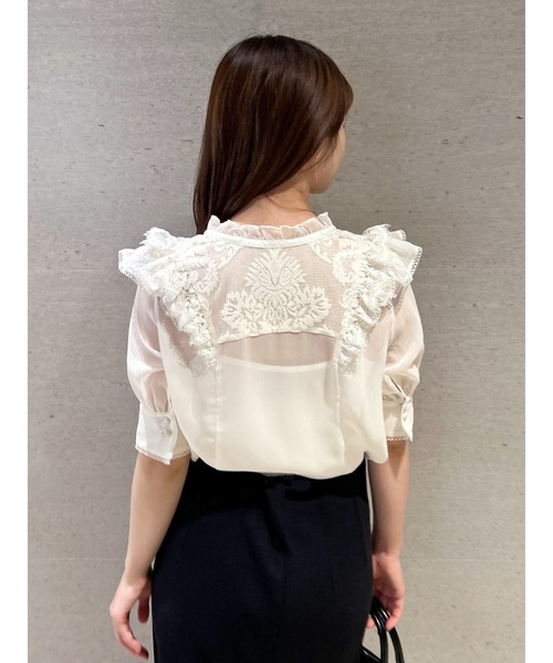 SNIDEL 楊柳シフォンブラウス SNIDEL - 【正規品】snidel エンブロイダリー楊柳シフォン