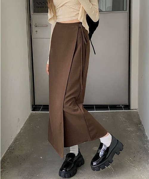 gossip！ロサンゼルス（ゴシップロサンゼルス）の「ラップデザインナロースカート（スカート・レディース・グレー/ブラック/ブラウン・S/M）」の5枚目の写真