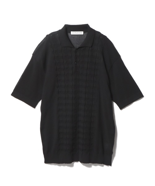 ESTNATION(エストネーション)の「ESTNATION / コットン デザインポロシャツ(ポロシャツ・メンズ・ブラック/オフホワイト/ダークグリーン・MEDIUM/LARGE)」の3枚目の写真