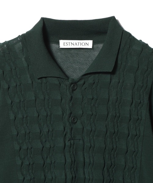 ESTNATION(エストネーション)の「ESTNATION / コットン デザインポロシャツ(ポロシャツ・メンズ・ブラック/オフホワイト/ダークグリーン・MEDIUM/LARGE)」の9枚目の写真