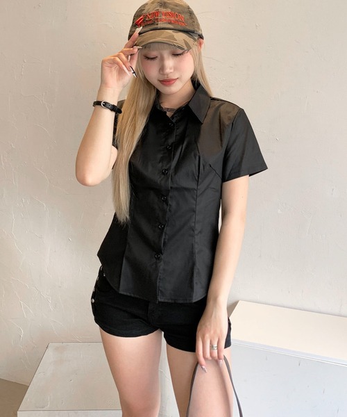 ZAFUL ボタンフロント 半袖 シャツ【送料込み】 ボタンダウンシャツ半袖[男女兼用][セブンユニフォーム製品