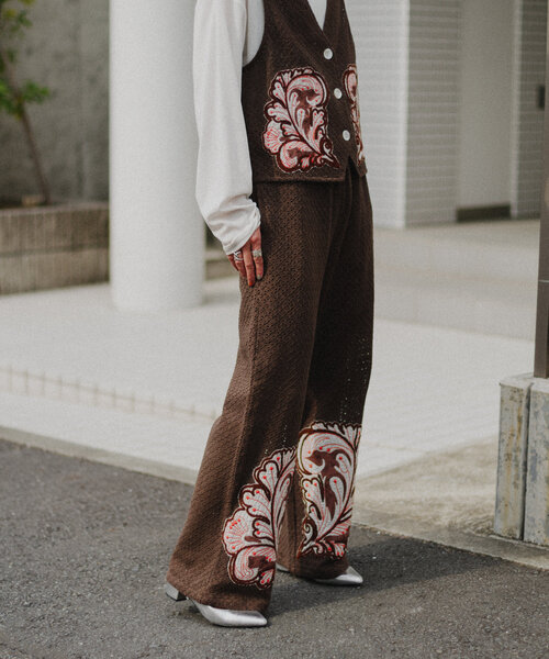 CIAOPANIC TYPY(チャオパニックティピー)の「aguniパッチワーク刺繍パンツ(その他パンツ・レディース・ベージュ/ブラウン・ONE SIZE)」の8枚目の写真