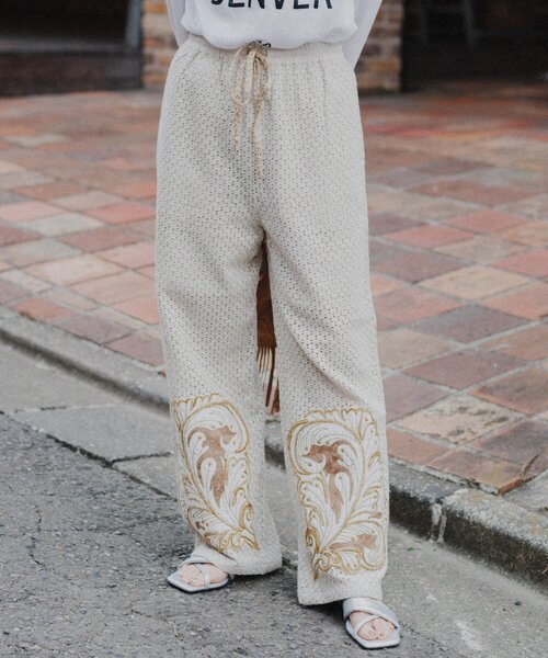 CIAOPANIC TYPY(チャオパニックティピー)の「aguniパッチワーク刺繍パンツ(その他パンツ・レディース・ベージュ/ブラウン・ONE SIZE)」の13枚目の写真