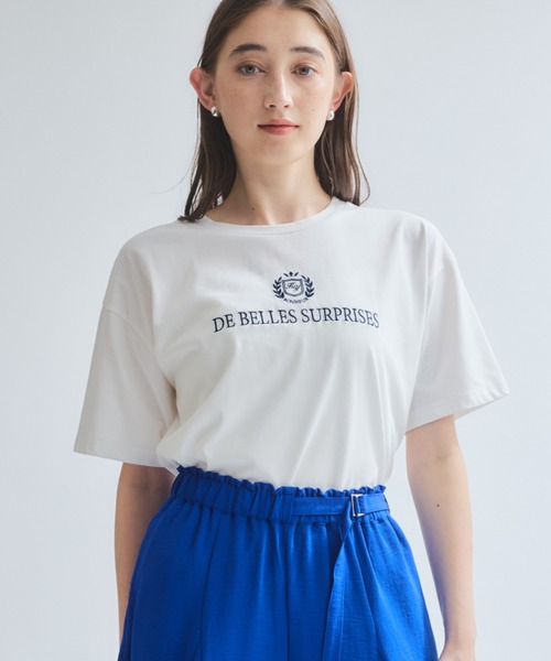 セール】ツヤ刺繍Tシャツ≪洗濯機で洗える≫（Tシャツ