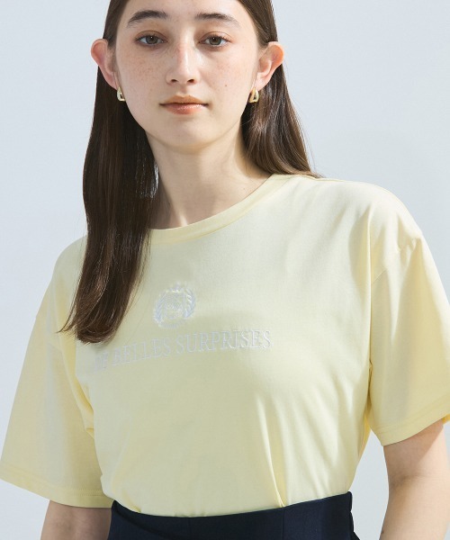 ketty(ケティ)の「ツヤ刺繍Tシャツ≪洗濯機で洗える≫(Tシャツ/カットソー・レディース・ホワイト/イエロー・M)」の8枚目の写真