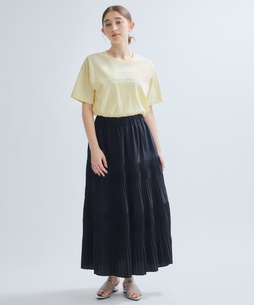 ketty(ケティ)の「ツヤ刺繍Tシャツ≪洗濯機で洗える≫(Tシャツ/カットソー・レディース・ホワイト/イエロー・M)」の4枚目の写真