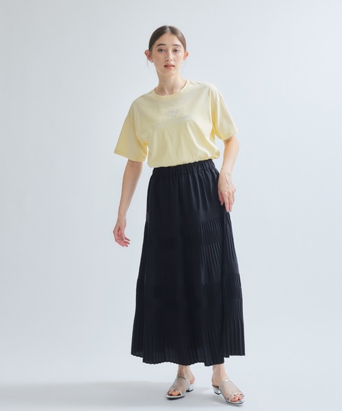 ketty(ケティ)の「ツヤ刺繍Tシャツ≪洗濯機で洗える≫(Tシャツ/カットソー・レディース・ホワイト/イエロー・M)」の5枚目の写真