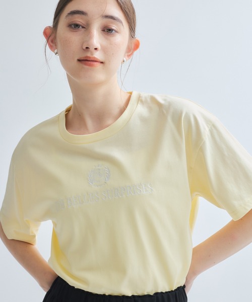 ketty(ケティ)の「ツヤ刺繍Tシャツ≪洗濯機で洗える≫(Tシャツ/カットソー・レディース・ホワイト/イエロー・M)」の3枚目の写真