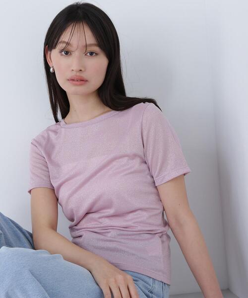 NATURAL BEAUTY BASIC（ナチュラルビューティーベーシック）の「◇ラメボートネックカットソー（Tシャツ/カットソー・レディース・ピンク/グレー/ダークブラウン・FREE）」の3枚目の写真
