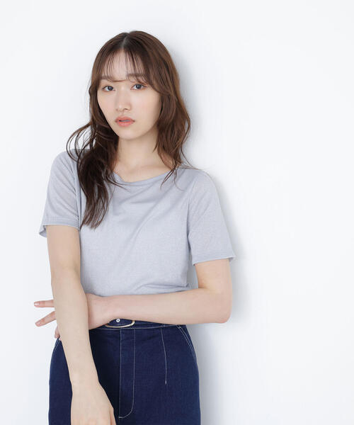 NATURAL BEAUTY BASIC(ナチュラルビューティーベーシック)の「◇ラメボートネックカットソー(Tシャツ/カットソー・レディース・ピンク/グレー/ダークブラウン・FREE)」の6枚目の写真