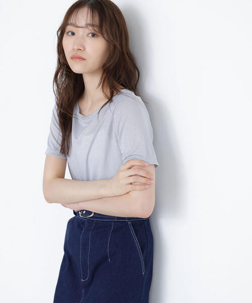 NATURAL BEAUTY BASIC(ナチュラルビューティーベーシック)の「◇ラメボートネックカットソー(Tシャツ/カットソー・レディース・ピンク/グレー/ダークブラウン・FREE)」の8枚目の写真