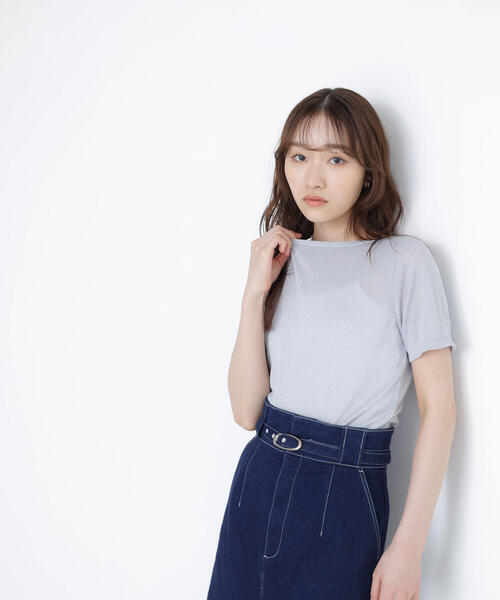 NATURAL BEAUTY BASIC(ナチュラルビューティーベーシック)の「◇ラメボートネックカットソー(Tシャツ/カットソー・レディース・ピンク/グレー/ダークブラウン・FREE)」の10枚目の写真