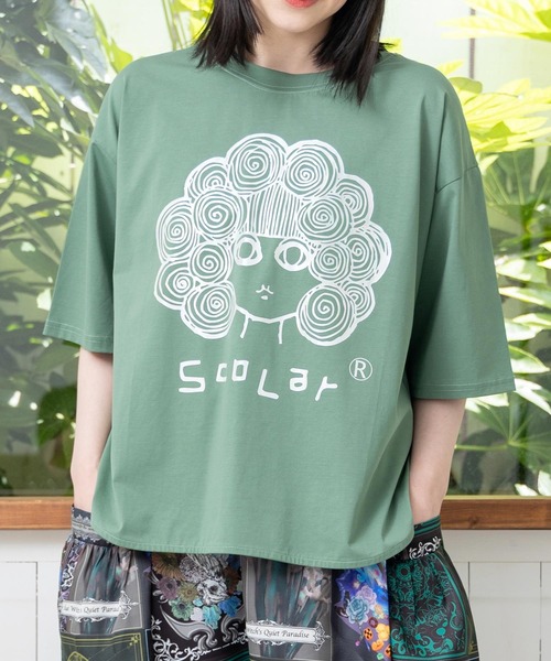 ScoLar（スカラー）の「152656：スカラー箔プリント 接触冷感Tシャツ（Tシャツ/カットソー・レディース・オフホワイト/グリーン/オレンジ/サックスブルー/ピンク/ネイビー・M）」の10枚目の写真