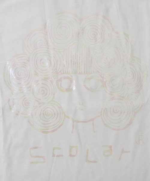 ScoLar（スカラー）の「152656：スカラー箔プリント 接触冷感Tシャツ（Tシャツ/カットソー・レディース・オフホワイト/グリーン/オレンジ/サックスブルー/ピンク/ネイビー・M）」の8枚目の写真