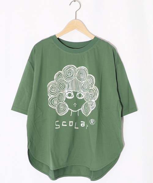 ScoLar（スカラー）の「152656：スカラー箔プリント 接触冷感Tシャツ（Tシャツ/カットソー・レディース・オフホワイト/グリーン/オレンジ/サックスブルー/ピンク/ネイビー・M）」の22枚目の写真