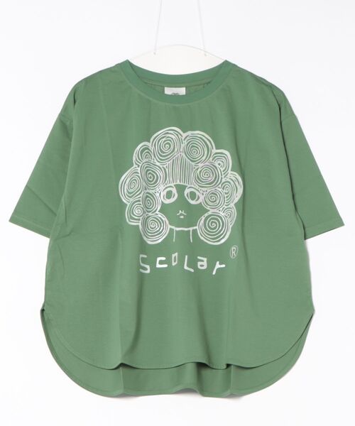 ScoLar（スカラー）の「152656：スカラー箔プリント 接触冷感Tシャツ（Tシャツ/カットソー・レディース・オフホワイト/グリーン/オレンジ/サックスブルー/ピンク/ネイビー・M）」の21枚目の写真