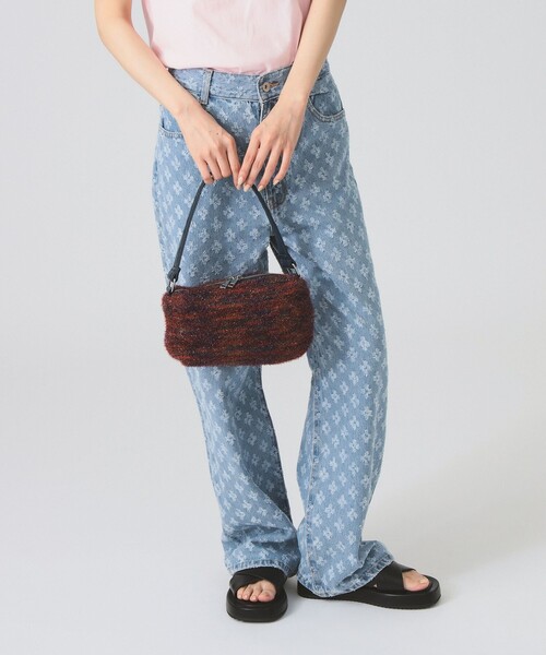 Ray BEAMS（レイビームス）の「ニット ミニ バッグ（トートバッグ・レディース・オレンジ/ネイビー・ONE SIZE）」の3枚目の写真