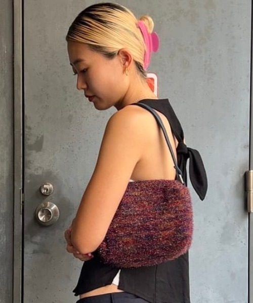 Ray BEAMS（レイビームス）の「ニット ミニ バッグ（トートバッグ・レディース・オレンジ/ネイビー・ONE SIZE）」の15枚目の写真