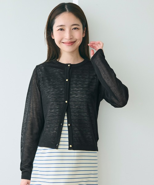 coca(coca)(コカ)の「シアーニット金ボタンカーディガン(カーディガン/ボレロ・レディース・ブラック/チャコール・S/L/M)」の10枚目の写真