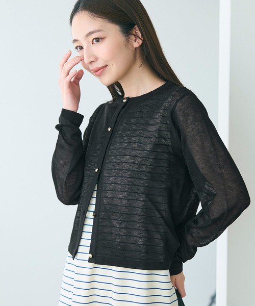 coca(coca)(コカ)の「シアーニット金ボタンカーディガン(カーディガン/ボレロ・レディース・ブラック/チャコール・S/L/M)」の11枚目の写真