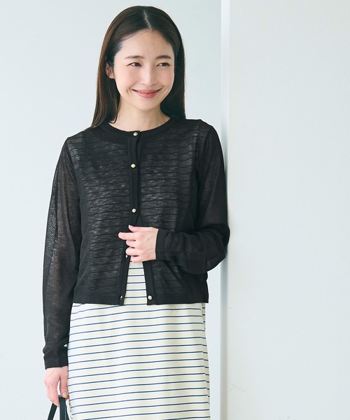 coca(coca)(コカ)の「シアーニット金ボタンカーディガン(カーディガン/ボレロ・レディース・ブラック/チャコール・S/L/M)」の13枚目の写真