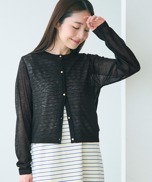 coca(coca)(コカ)の「シアーニット金ボタンカーディガン(カーディガン/ボレロ・レディース・ブラック/チャコール・S/L/M)」の15枚目の写真