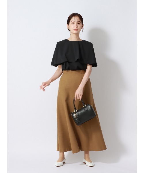 セール】ラウンドネックブラウス ラッフルフレンチスリーブ