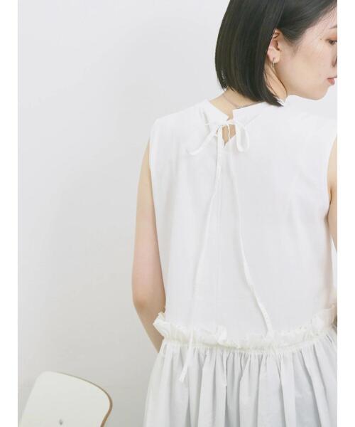 Samansa Mos2 blue(サマンサモスモスブルー)の「◎【接触冷感】ドッキングノースリーブプルオーバー(Tシャツ/カットソー・レディース・オフホワイト/ブラック/ピンク・F)」の7枚目の写真