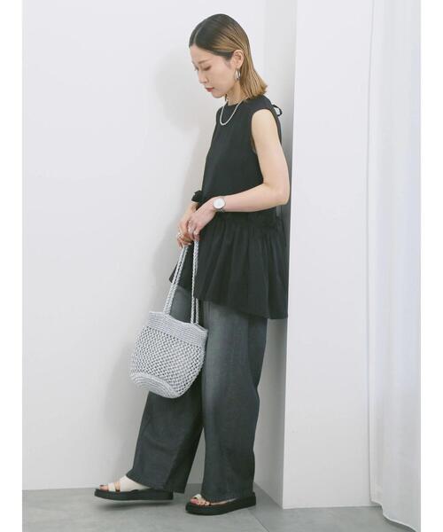 Samansa Mos2 blue(サマンサモスモスブルー)の「◎【接触冷感】ドッキングノースリーブプルオーバー(Tシャツ/カットソー・レディース・オフホワイト/ブラック/ピンク・F)」の16枚目の写真