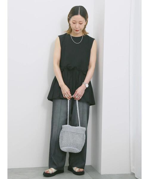 Samansa Mos2 blue(サマンサモスモスブルー)の「◎【接触冷感】ドッキングノースリーブプルオーバー(Tシャツ/カットソー・レディース・オフホワイト/ブラック/ピンク・F)」の17枚目の写真