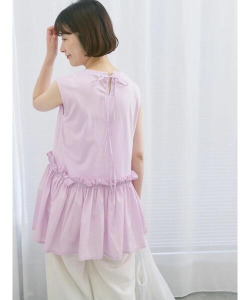 Samansa Mos2 blue(サマンサモスモスブルー)の「◎【接触冷感】ドッキングノースリーブプルオーバー(Tシャツ/カットソー・レディース・オフホワイト/ブラック/ピンク・F)」の19枚目の写真