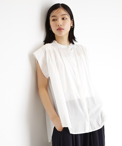 THE SHOP TK (ザ ショップ ティーケー )の「シャーリングブラウス【洗える】(シャツ/ブラウス・レディース・オフホワイト/ブラック/ブラウン系その他・99)」の4枚目の写真