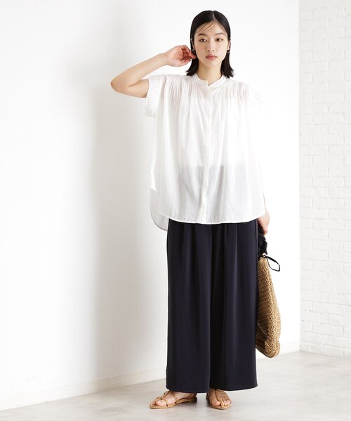 THE SHOP TK (ザ ショップ ティーケー )の「シャーリングブラウス【洗える】(シャツ/ブラウス・レディース・オフホワイト/ブラック/ブラウン系その他・99)」の6枚目の写真