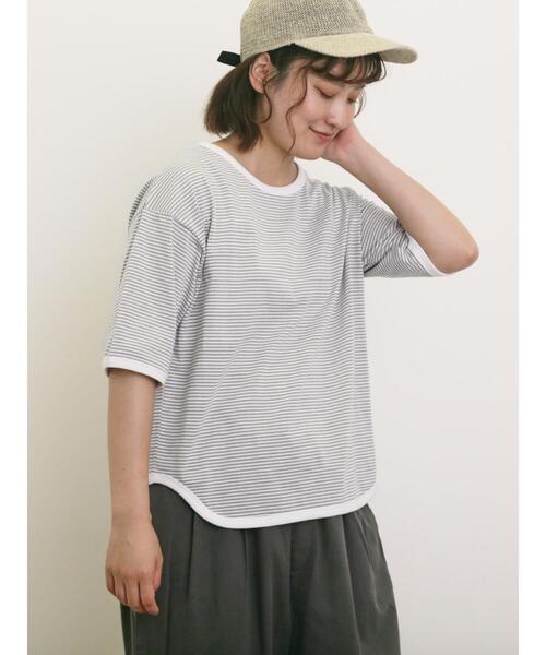 Samansa Mos2（サマンサ モスモス）の「◎ラウンドヘムボーダーカットソー（Tシャツ/カットソー・レディース・ブラック/グレー/レッド/ブルー・F）」の3枚目の写真