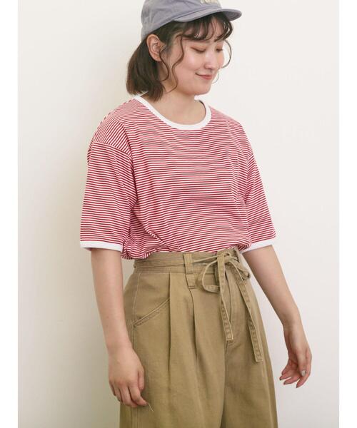 Samansa Mos2（サマンサ モスモス）の「◎ラウンドヘムボーダーカットソー（Tシャツ/カットソー・レディース・ブラック/グレー/レッド/ブルー・F）」の5枚目の写真