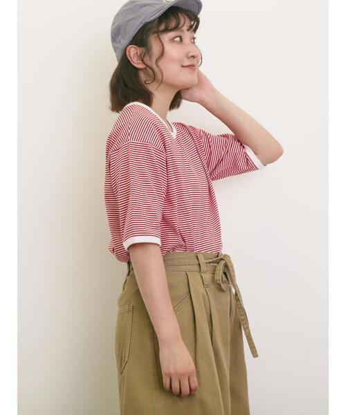 Samansa Mos2（サマンサ モスモス）の「◎ラウンドヘムボーダーカットソー（Tシャツ/カットソー・レディース・ブラック/グレー/レッド/ブルー・F）」の6枚目の写真