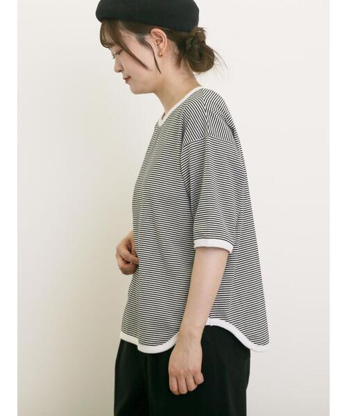 Samansa Mos2（サマンサ モスモス）の「◎ラウンドヘムボーダーカットソー（Tシャツ/カットソー・レディース・ブラック/グレー/レッド/ブルー・F）」の14枚目の写真