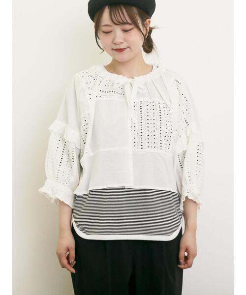 Samansa Mos2（サマンサ モスモス）の「◎ラウンドヘムボーダーカットソー（Tシャツ/カットソー・レディース・ブラック/グレー/レッド/ブルー・F）」の16枚目の写真