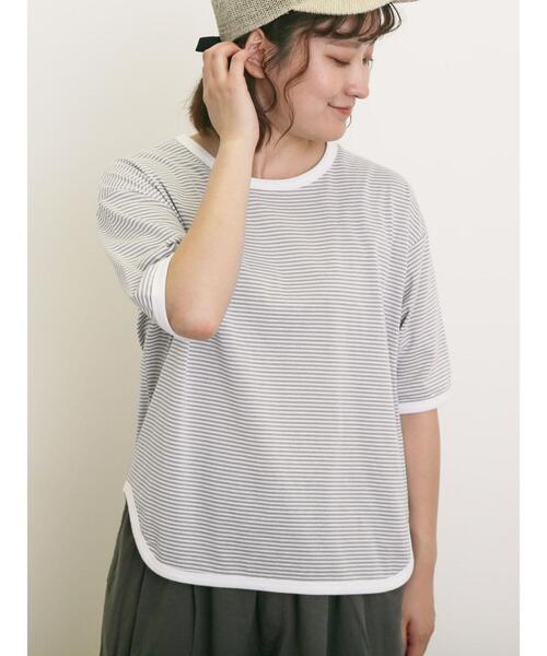 Samansa Mos2（サマンサ モスモス）の「◎ラウンドヘムボーダーカットソー（Tシャツ/カットソー・レディース・ブラック/グレー/レッド/ブルー・F）」の18枚目の写真