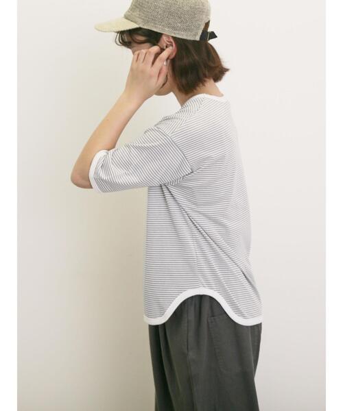 Samansa Mos2（サマンサ モスモス）の「◎ラウンドヘムボーダーカットソー（Tシャツ/カットソー・レディース・ブラック/グレー/レッド/ブルー・F）」の20枚目の写真