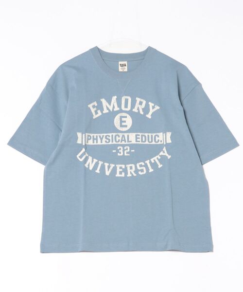 B'day(ビーデイ)の「ビンテージ加工 ヘビー天竺ガゼット付き アメカジひび割れプリントTEE(Tシャツ/カットソー・メンズ・オフホワイト/サックスブルー/スミクロ・LARGE/MEDIUM)」の3枚目の写真