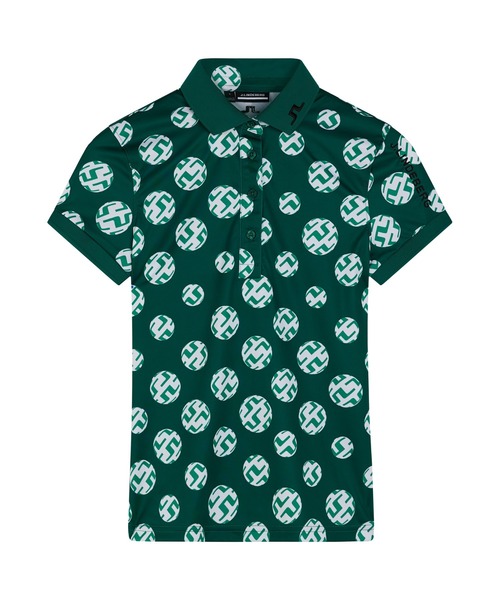 J.LINDEBERG(ジェイリンドバーグ)の「【J.LINDEBERG/GOLF】シーズンプリント袖ロゴ刺繍半袖シャツ(シャツ/ブラウス・レディース・オレンジ/ピンク/レッド/オレンジ系/カーキ/ブルー/オレンジ系その他・40/38/36/42)」の1枚目の写真