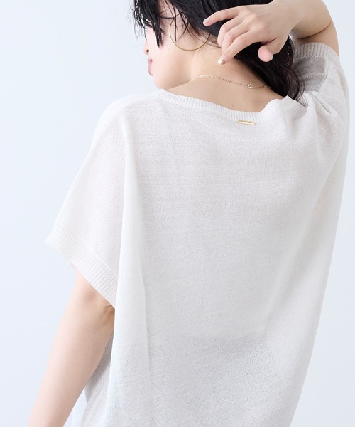 MICA&DEAL(マイカ&ディール)の「シアーハーフスリーブニット(ニット/セーター・レディース・ライトブルー/ホワイト/ベージュ/ネイビー・FREE)」の5枚目の写真