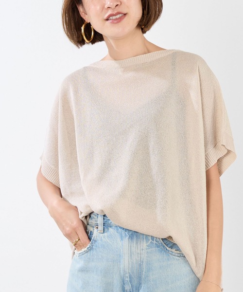 MICA&DEAL(マイカ&ディール)の「シアーハーフスリーブニット(ニット/セーター・レディース・ライトブルー/ホワイト/ベージュ/ネイビー・FREE)」の9枚目の写真