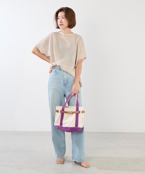 MICA&DEAL(マイカ&ディール)の「シアーハーフスリーブニット(ニット/セーター・レディース・ライトブルー/ホワイト/ベージュ/ネイビー・FREE)」の10枚目の写真