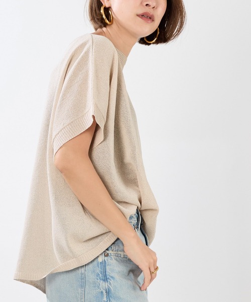 MICA&DEAL(マイカ&ディール)の「シアーハーフスリーブニット(ニット/セーター・レディース・ライトブルー/ホワイト/ベージュ/ネイビー・FREE)」の12枚目の写真