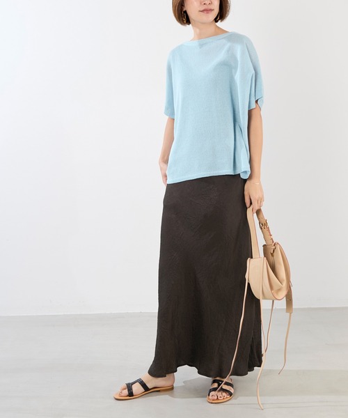 MICA&DEAL(マイカ&ディール)の「シアーハーフスリーブニット(ニット/セーター・レディース・ライトブルー/ホワイト/ベージュ/ネイビー・FREE)」の16枚目の写真